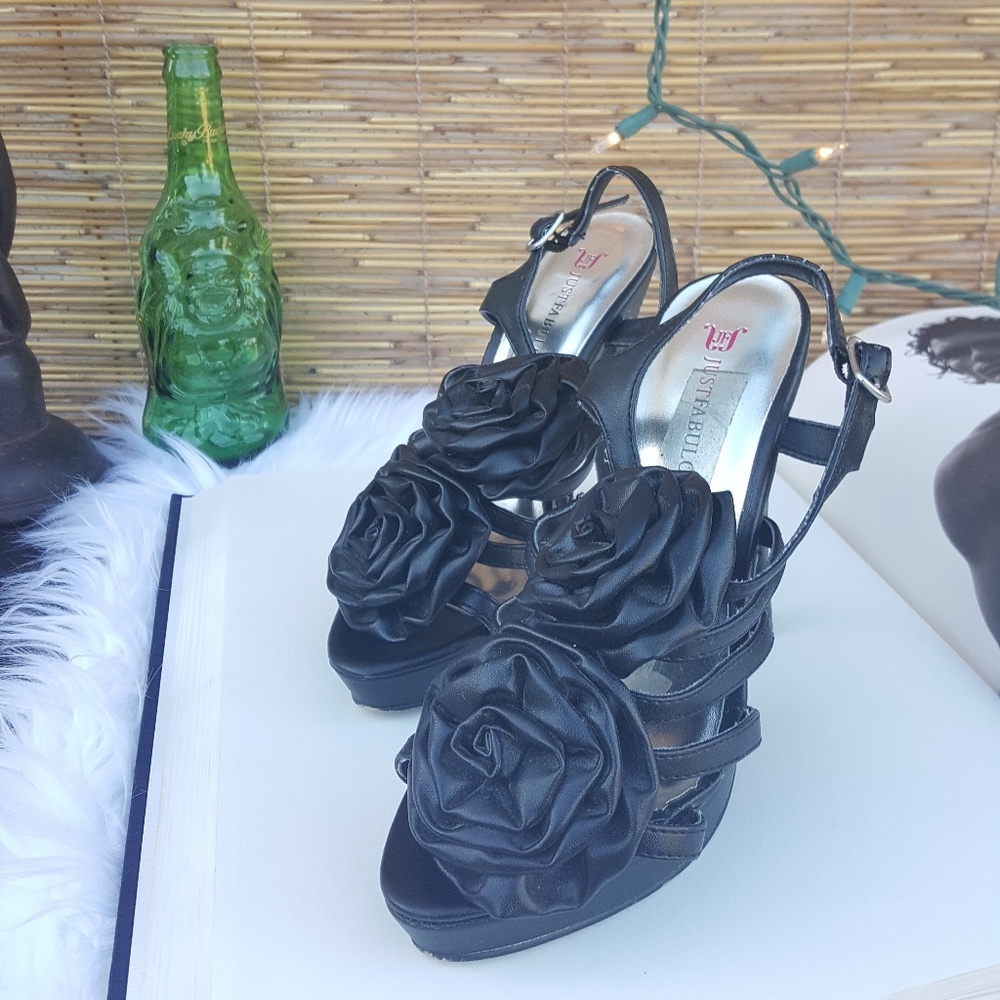 High Heel Shoe Leather Flower Rose Bud Used